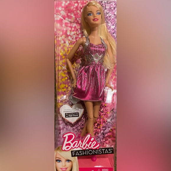 Barbie Fashionistas Doll Pink and Silver Dress #Y7487 2012